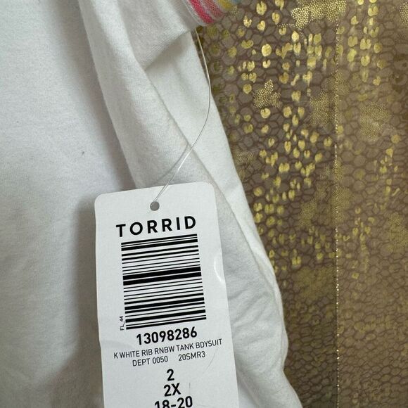 Torrid Bright White Foxy Scoop Neck Ribbed Ringer Bodysuit 2X 18/20 NWT - Picture 5 of 9